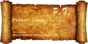 Pekker Timon névjegykártya